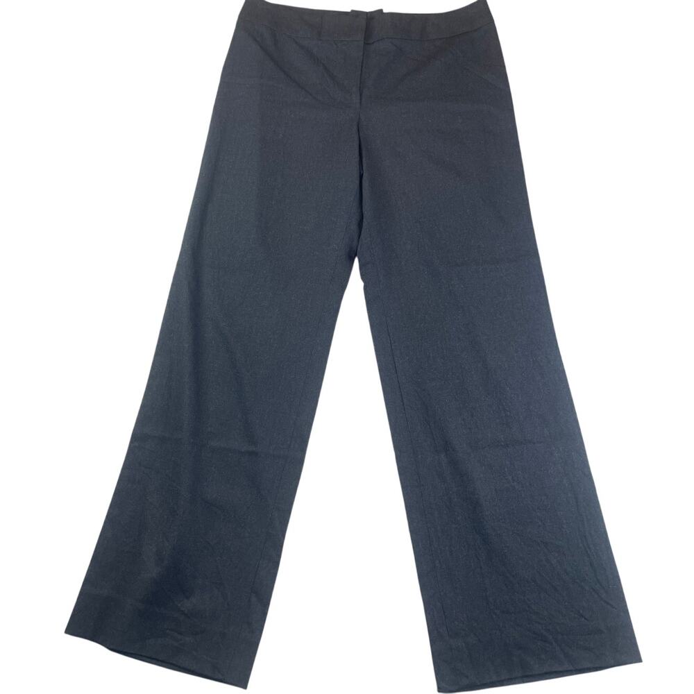 Escada Wide Leg Wool Dress Pants 42 US 12 33" Waist Navy Blue Career